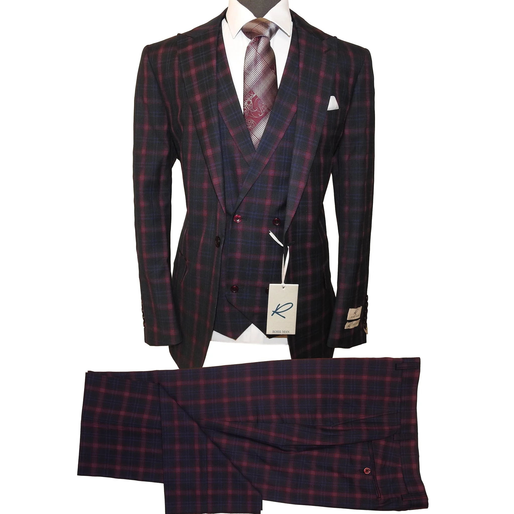 Rossiman Suits For Sale -  Mens Designer Suit - Fashion Suits - Fancy Indigo/black Suits - 38 Short Jacket+32 Waist Adjustable 28to34)(Height: 5 4 to5 7 )(Neck  15-16.5)S-M)