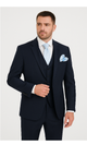 Men’s Solid Navy Blue 3-Piece Suit – CYRUS RM116 by Rossi Man