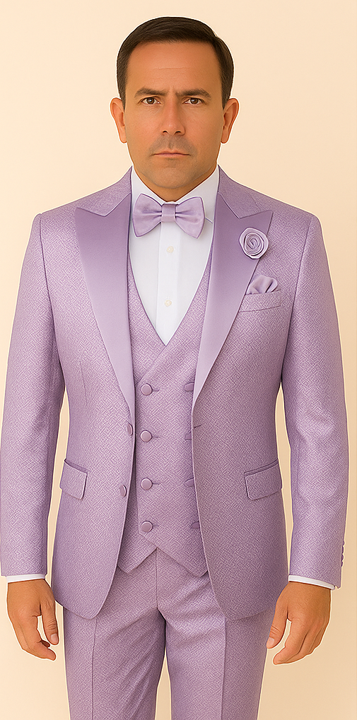 Rossi Man FORD RM1914 – Men's 3-Piece Slim Fit Suit in Purple | Timeless Modern Formalwear - XS