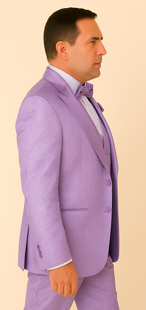 Rossi Man FORD RM1914 – Men's 3-Piece Slim Fit Suit in Purple | Timeless Modern Formalwear - XS