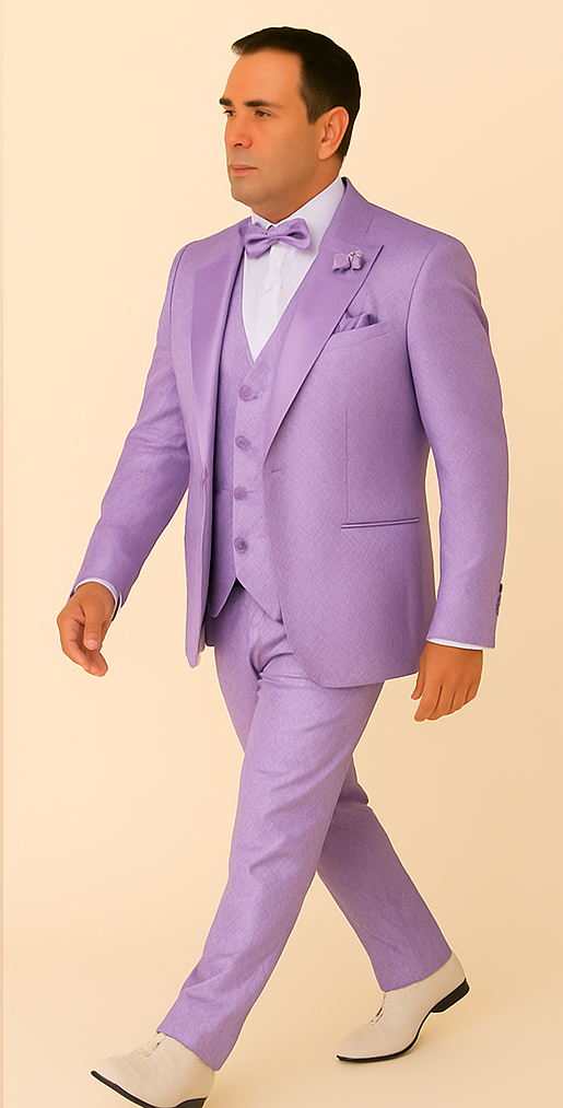 Rossi Man FORD RM1914 – Men's 3-Piece Slim Fit Suit in Purple | Timeless Modern Formalwear - XS
