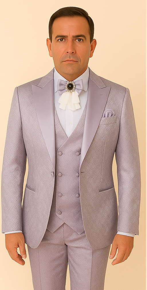 Rossi Man FORD RM1915 – Men's Slim Fit 3-Piece Suit in Silver - XS