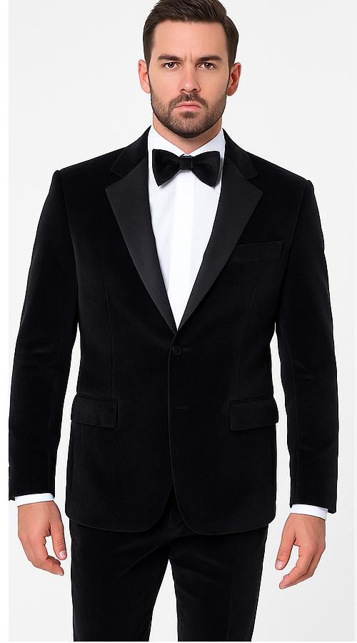 Black Mens Suit - Rossi Man Leo RM1575 with Modern Sleek Fit