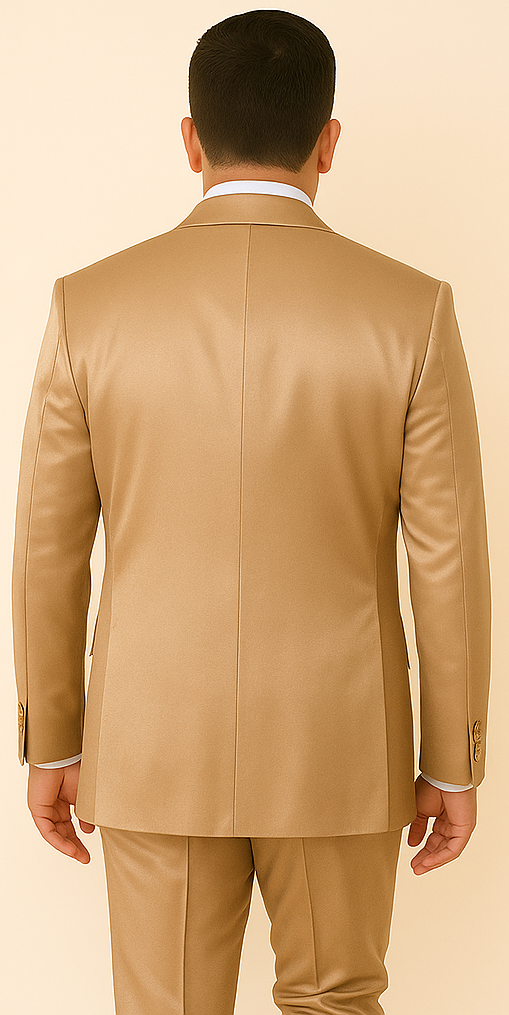 Rossi Man LEO RM1605 Men's Gold Slim Fit 3-Piece Suit | Elegant Modern Formalwear - XS