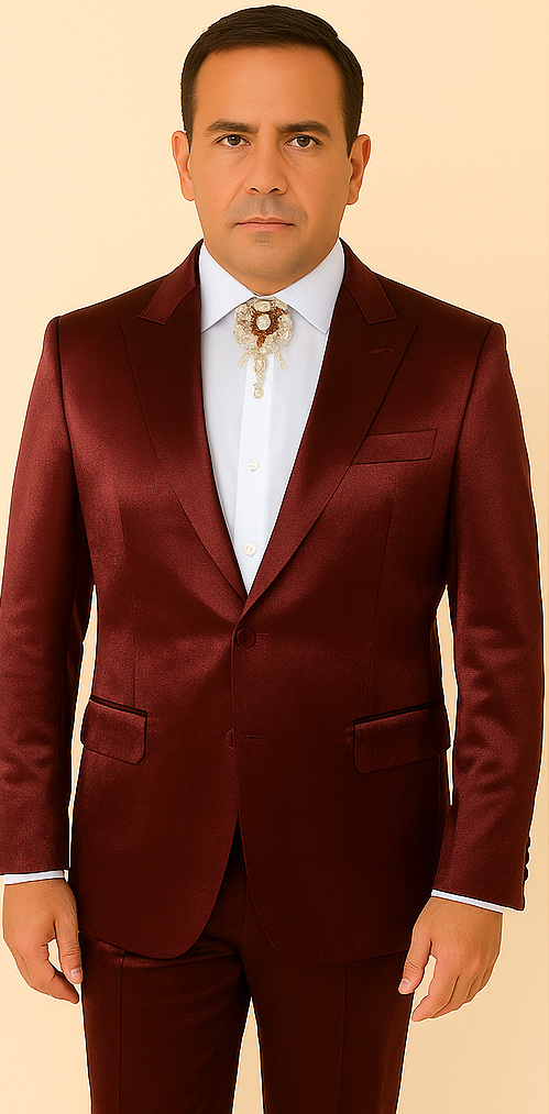 Rossi Man LEO RM1608 – Dark Red 3-Piece Slim Fit Suit for Men | Perfect for Formal & Wedding Events - XS