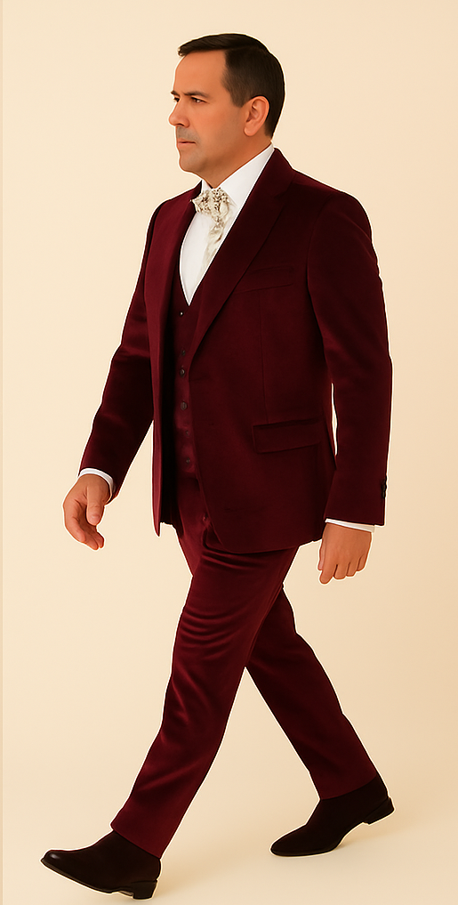 Rossi Man LEO RM1608 – Dark Red 3-Piece Slim Fit Suit for Men | Perfect for Formal & Wedding Events - XS