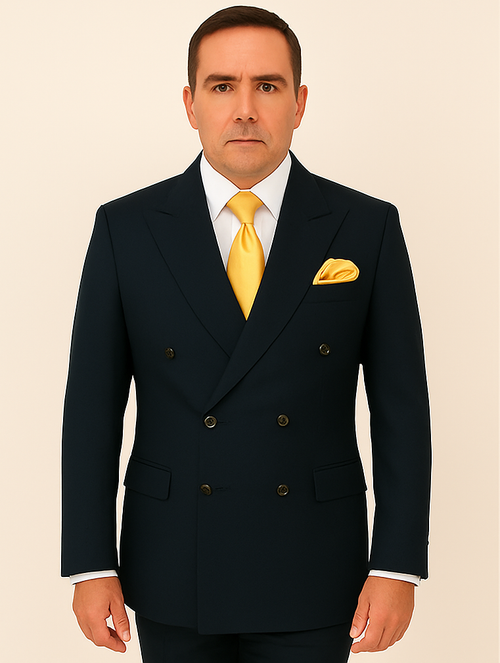 Rossi Man Double-Breasted 2-on-6 Suit â€“ Elegant Men's Formalwear with Flat Front Trousers