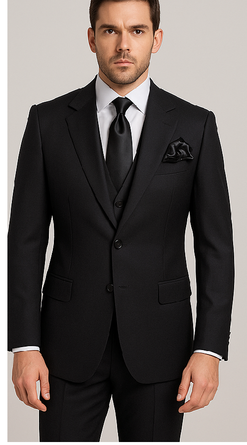 Rossi Man RM2301 Sam Collection Mens Slim Fit Formal Suit in Black