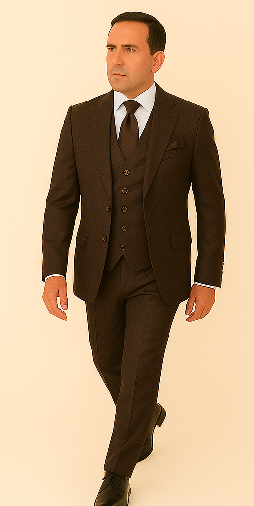 Rossi Man BOND RM1753 Slim Fit 3-Piece Suit – 1-Button Peak Lapel, Modern Formalwear for Men - 34R