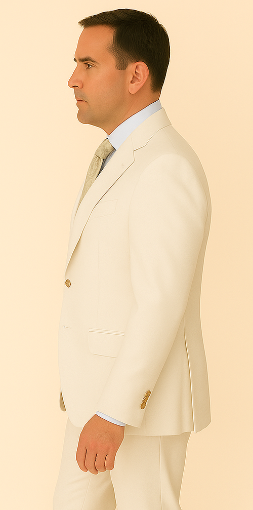 Rossi Man BOND RM1770 Slim Fit 3-Piece White Suit 1-Button Peak Lapel, Stylish Mens Formal wear