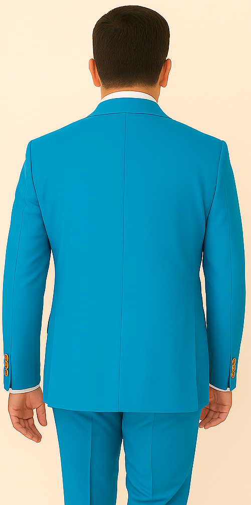 Rossi Man BOND RM1776 Slim Fit 3-Piece Suit – Tailored Turquoise Blue Suit for Formal Occasions - 34R
