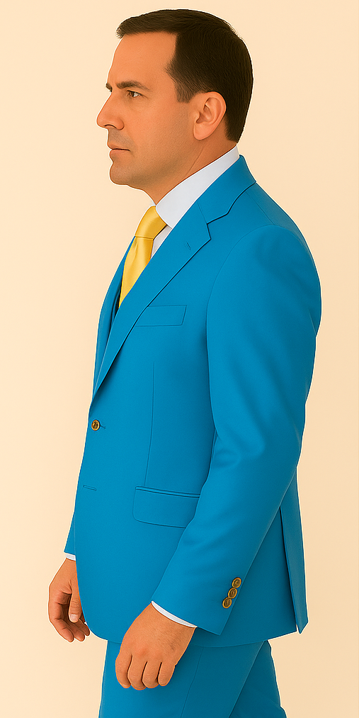 Rossi Man BOND RM1776 Slim Fit 3-Piece Suit – Tailored Turquoise Blue Suit for Formal Occasions - 34R