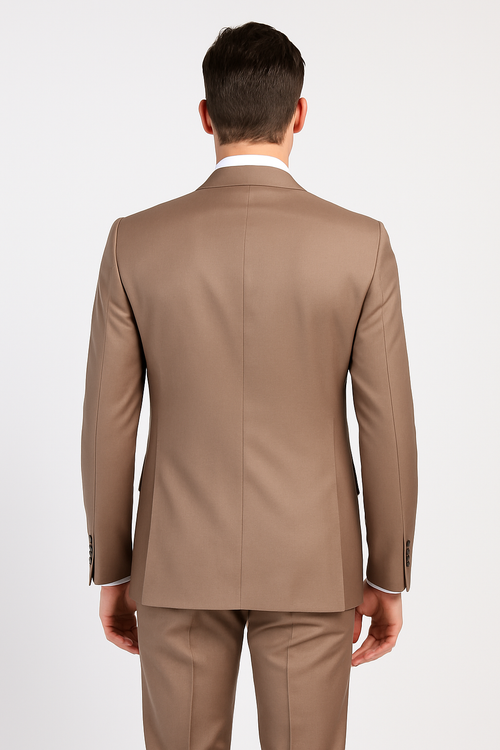 Mens Modern Formal Suit Rossi Man Max Slim Fit 3-Piece in Solid Mocha | RM1172