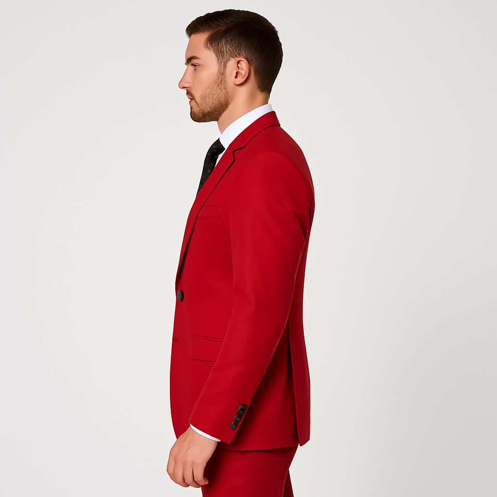 Rossi Man Max Slim Fit Formal Suit – 3-Piece Set in Bold Solid Red | RM1191 - 34R