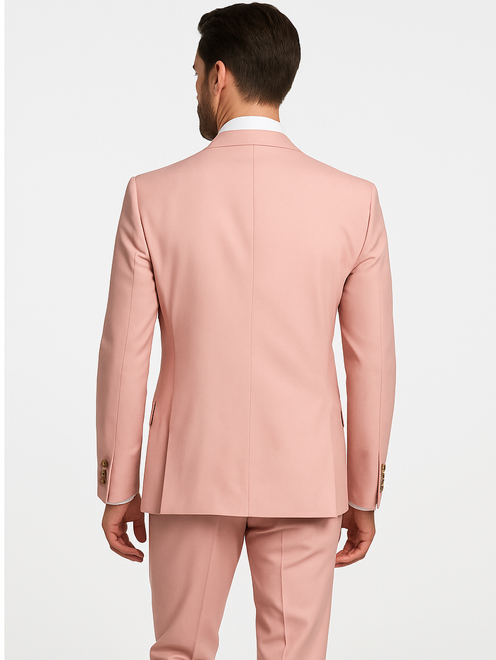 Rossi Man MAX RM1203 Slim Fit 3-Piece Suit â€“ Stylish Solid Pink Formalwear for Men