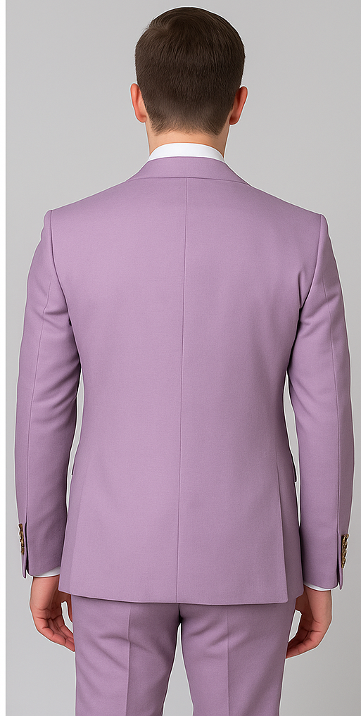 Rossi Man MAX RM1378 Slim Fit 3-Piece Suit – Sophisticated Solid Lavender Suit for Men - 34R