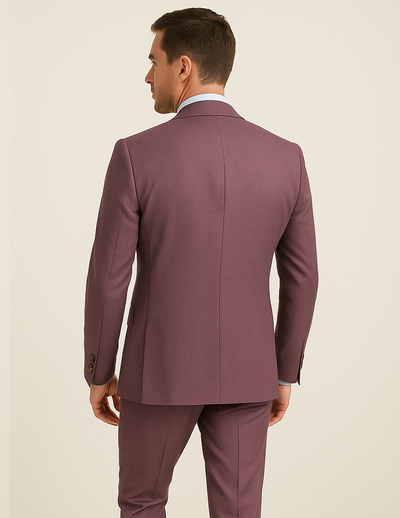Rossi Man MAX RM1381 Slim Fit 3-Piece Suit â€“ Modern Tailored Solid Raspberry Suit for Men