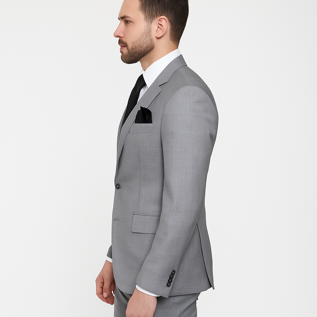 Rossi Man MAX RM1389 Slim Fit 3-Piece Suit – Elegant Solid Grey Formalwear for Men - 34R