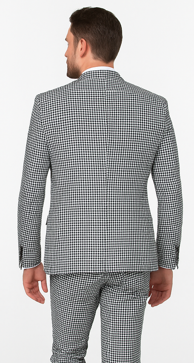Rossi Man MAX RM1710 Slim Fit 3-Piece Suit â€“ Modern Black and White Suit for Men
