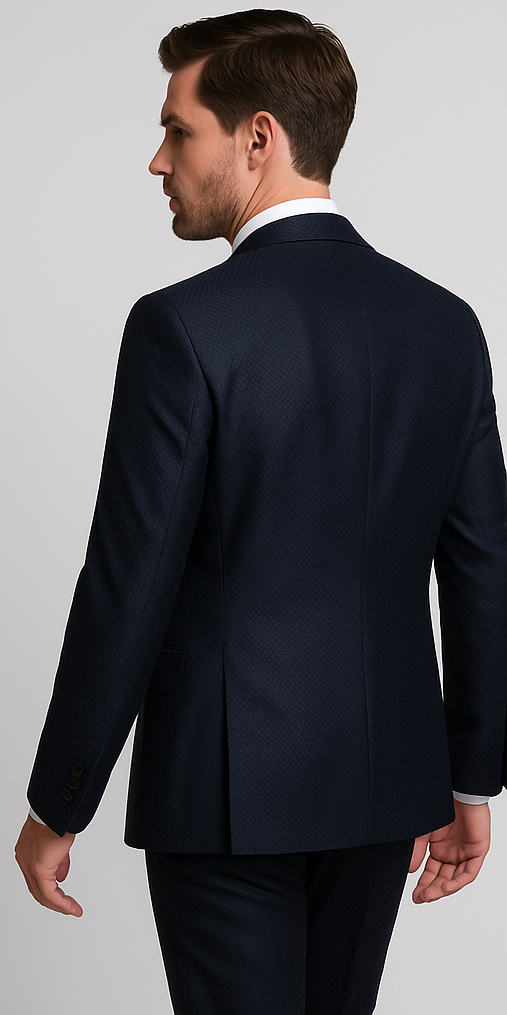 Rossi Man MAX RM1711 Slim Fit 3-Piece Suit â€“ Stylish Navy Formalwear for Men - 34R