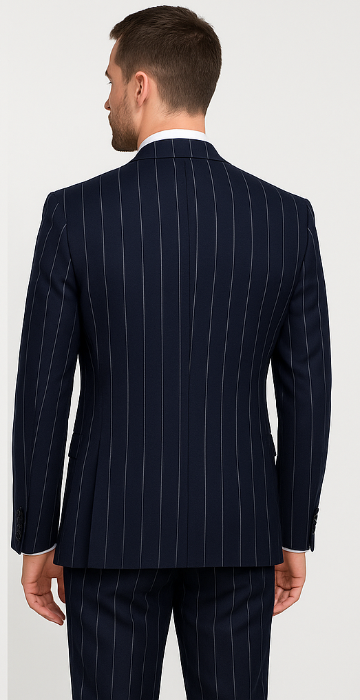 Rossi Man MAX RM1725 Slim Fit 3-Piece Suit – Modern & Stylish Navy Suit for Men - 34R