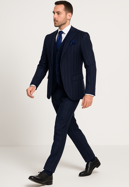 Rossi Man MAX RM1725 Slim Fit 3-Piece Suit â€“ Modern & Stylish Navy Suit for Men