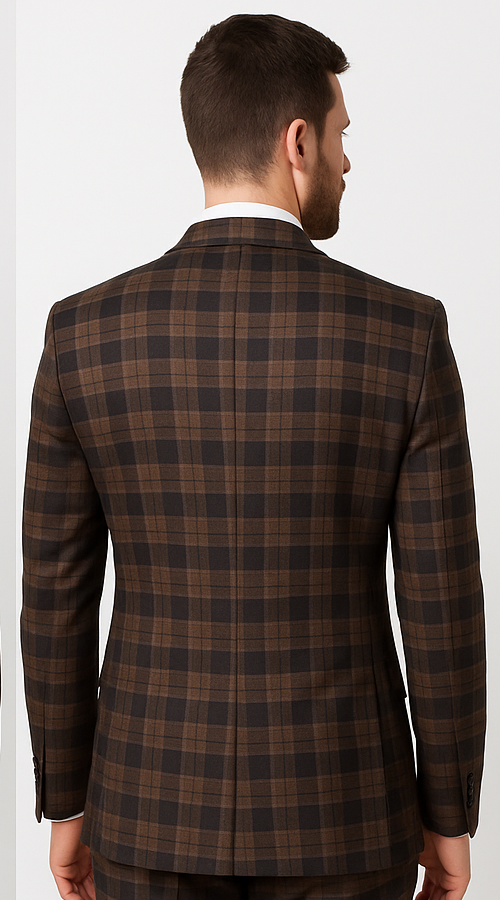 Rossi Man MAX RM1735 Slim Fit 3-Piece Brown Suit – Modern Formalwear for Men - 34R