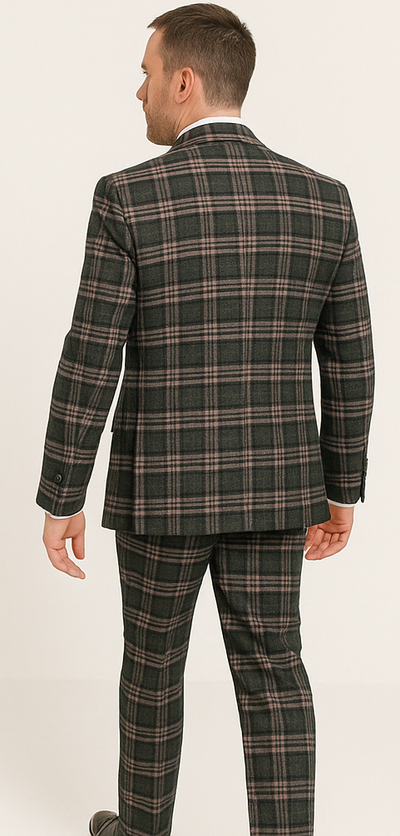 Rossi Man MAX RM1739 Slim Fit 3-Piece Suit â€“ Stylish Black and Pink Tailored Suit for Men