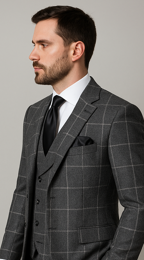 Rossi Man RM1742 – Max Collection Stylish Slim Fit Men’s Suit in Brown - 34R
