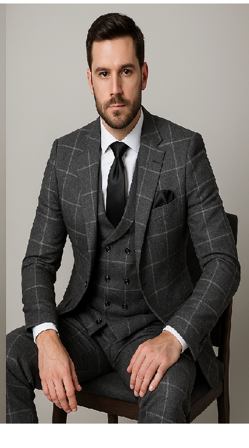 Rossi Man RM1742 – Max Collection Stylish Slim Fit Men’s Suit in Brown - 34R