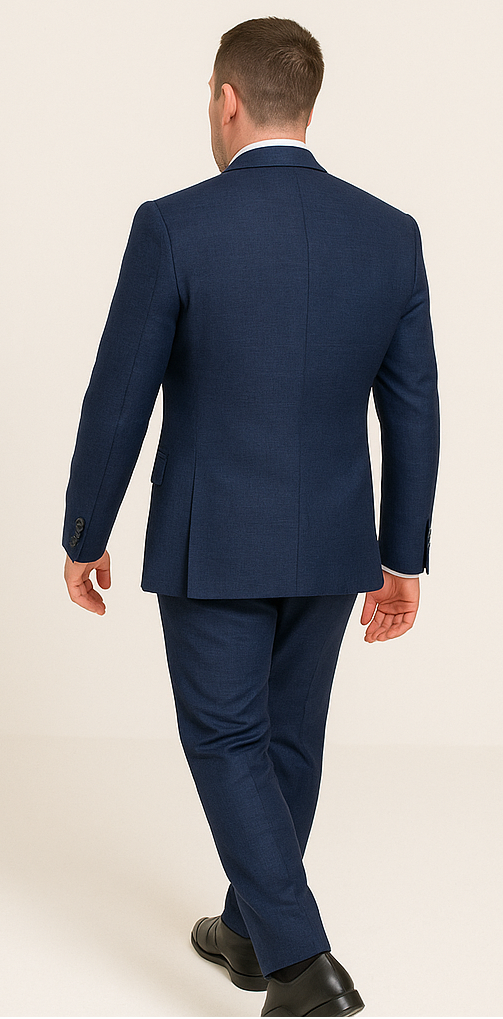 Rossi Man MAX RM1783 Slim Fit 3-Piece Suit – Modern Solid Blue Suit for Men - 34R