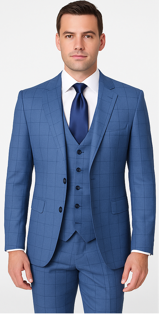 Rossi Man MAX RM1785 Slim Fit 3-Piece Suit – Stylish Formalwear for Men - 34R