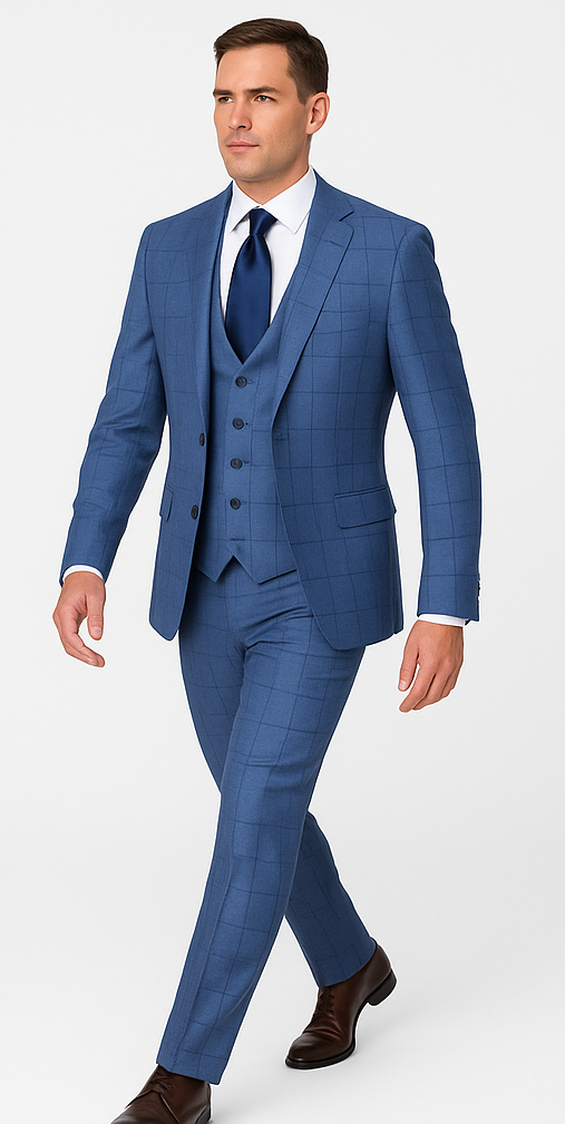 Rossi Man MAX RM1785 Slim Fit 3-Piece Suit – Stylish Formalwear for Men - 34R