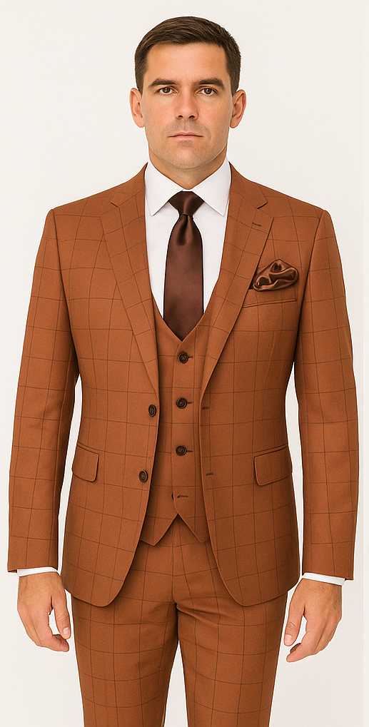Rossi Man MAX RM1786 Slim Fit 3-Piece Suit – A Modern and Elegant Suit for Men - 34R