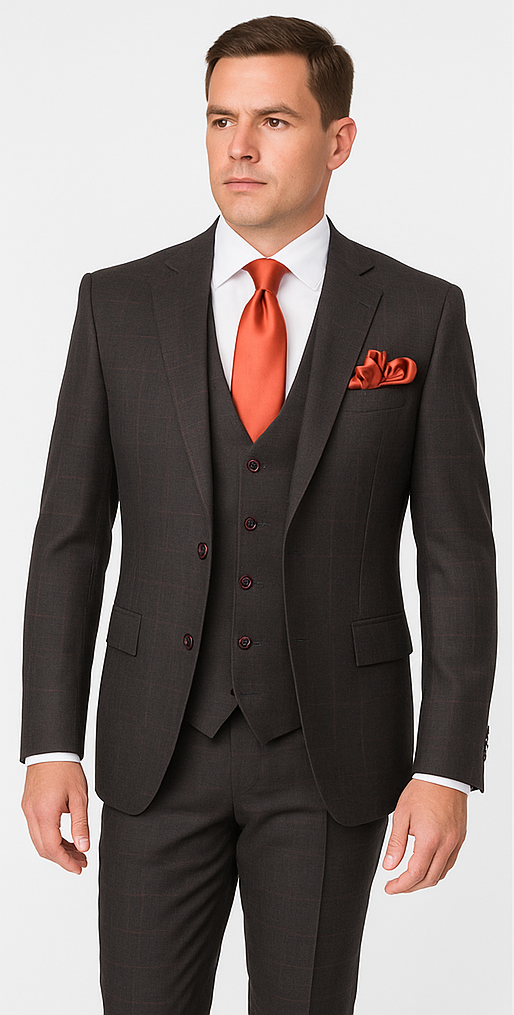 Rossi Man MAX RM1787 Slim Fit 3-Piece Suit – Stylish and Elegant Men’s Formalwear - 34R