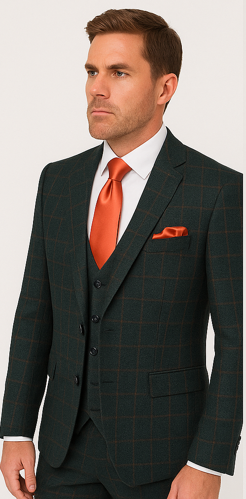 Rossi Man MAX RM1788 Slim Fit 3-Piece Suit – Stylish Formalwear for Men - 34R