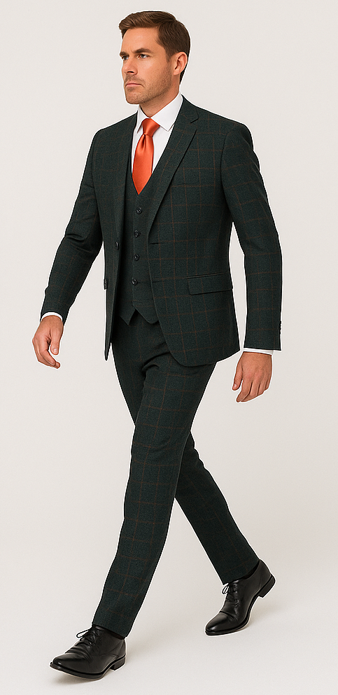 Rossi Man MAX RM1788 Slim Fit 3-Piece Suit – Stylish Formalwear for Men - 34R