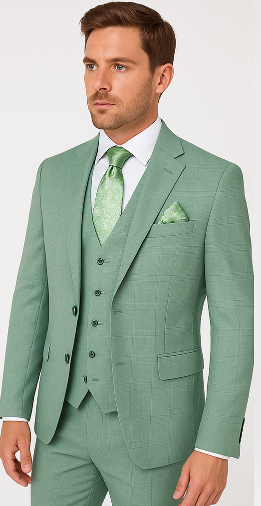 Rossi Man MAX RM1821 Slim Fit 3-Piece Suit - Contemporary Mens Formalwear - 34R