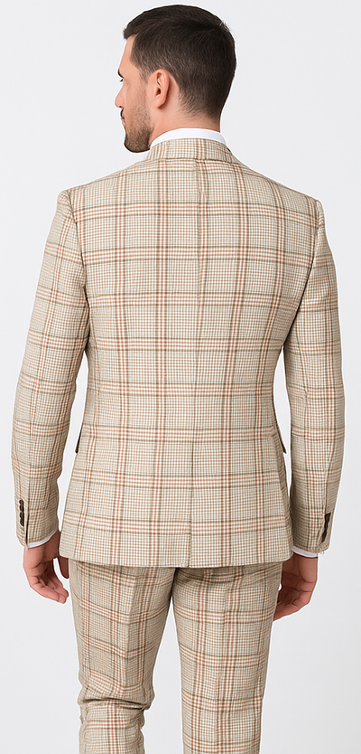 Rossi Man MAX RM1824 Slim Fit 3-Piece Light Brown Suit â€“ Elegant Formalwear for Men