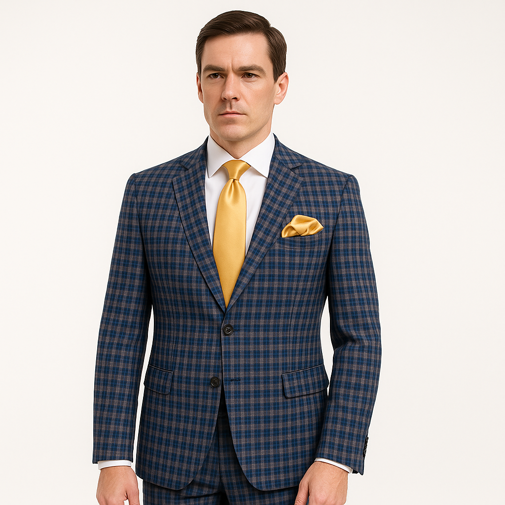 Rossi Man MAX RM1835 Slim Fit 3-Piece Suit – Modern Tailored Blue Suit for Men - 34R