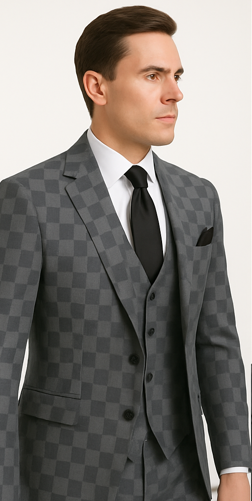 Rossi Man MAX RM1836 Slim Fit 3-Piece Grey Suit â€“ Tailored Formal Suit for Men