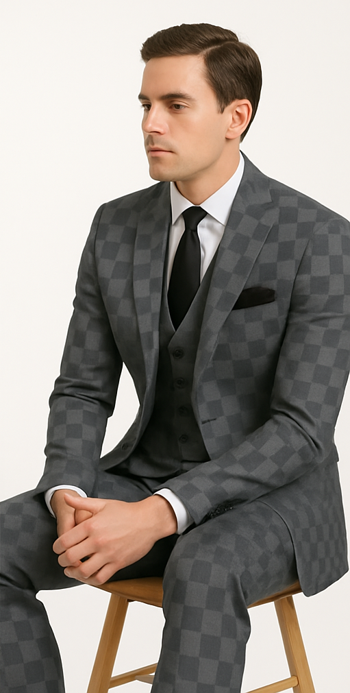 Rossi Man MAX RM1836 Slim Fit 3-Piece Grey Suit â€“ Tailored Formal Suit for Men