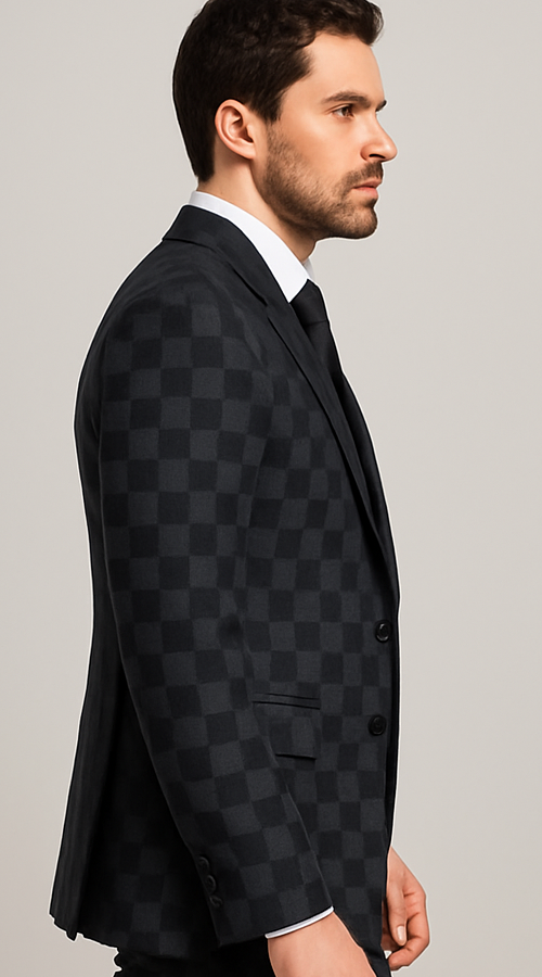 Rossi Man Max RM1837 Mens Slim Fit Tailored 3-Piece Suit in Black - 34R