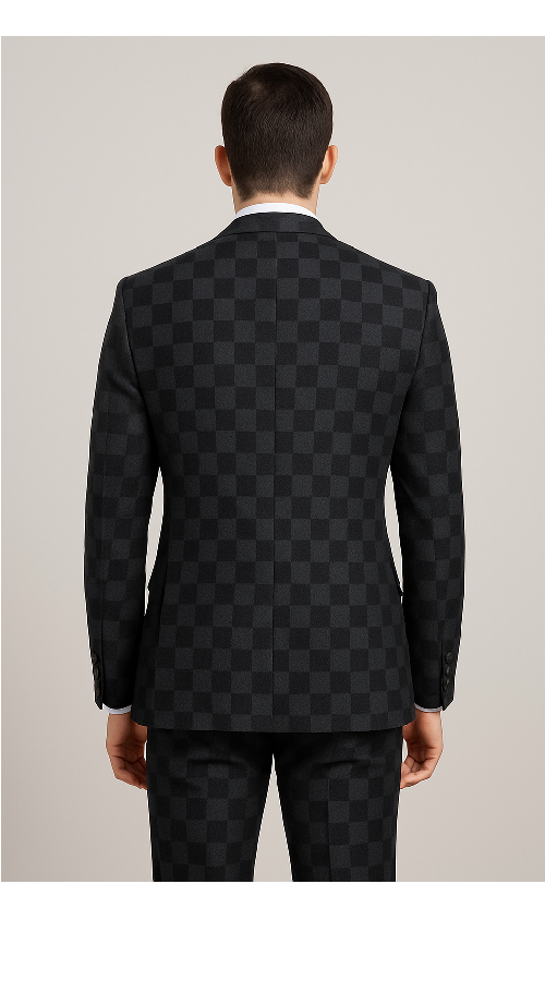 Rossi Man Max RM1837 Mens Slim Fit Tailored 3-Piece Suit in Black - 34R