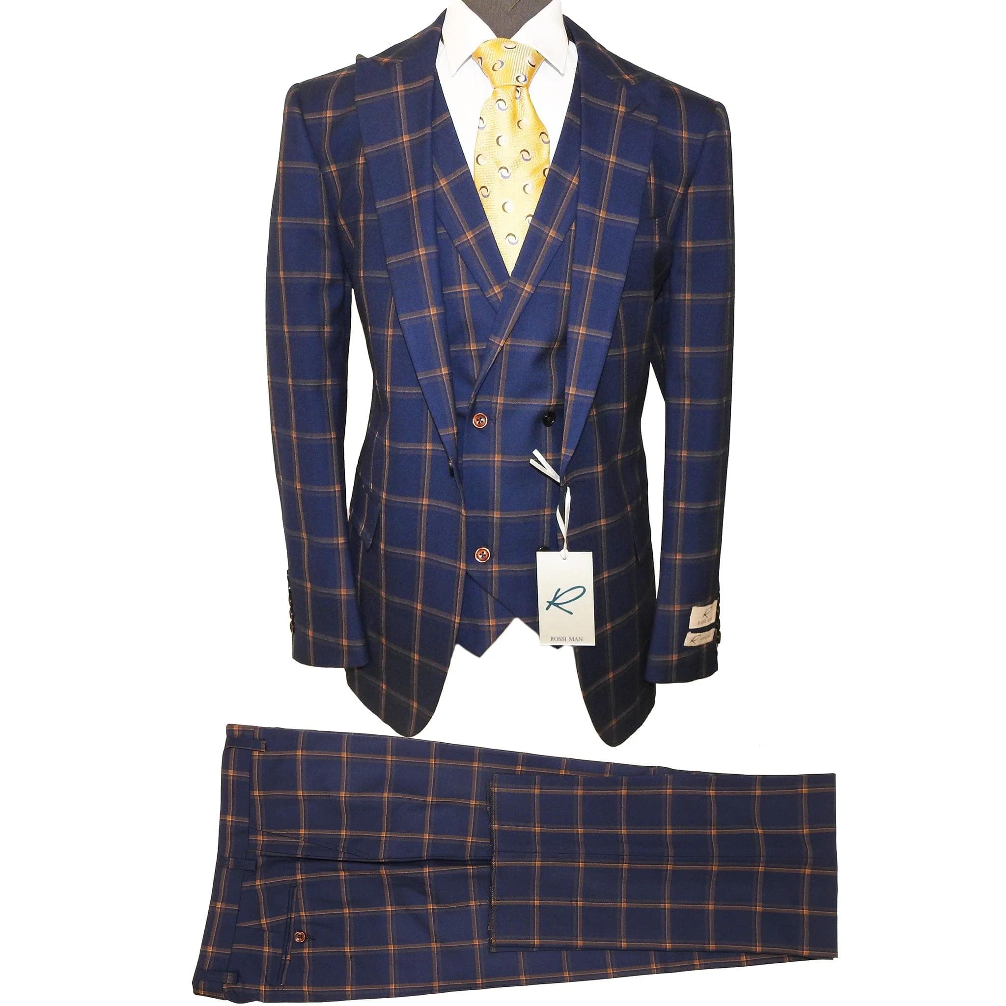 Rossiman Suits For Sale -  Mens Designer Suit - Fashion Suits - Fancy Indigo/black Suits - 38 Short Jacket+32 Waist Adjustable 28to34)(Height: 5 4 to5 7 )(Neck  15-16.5)S-M)