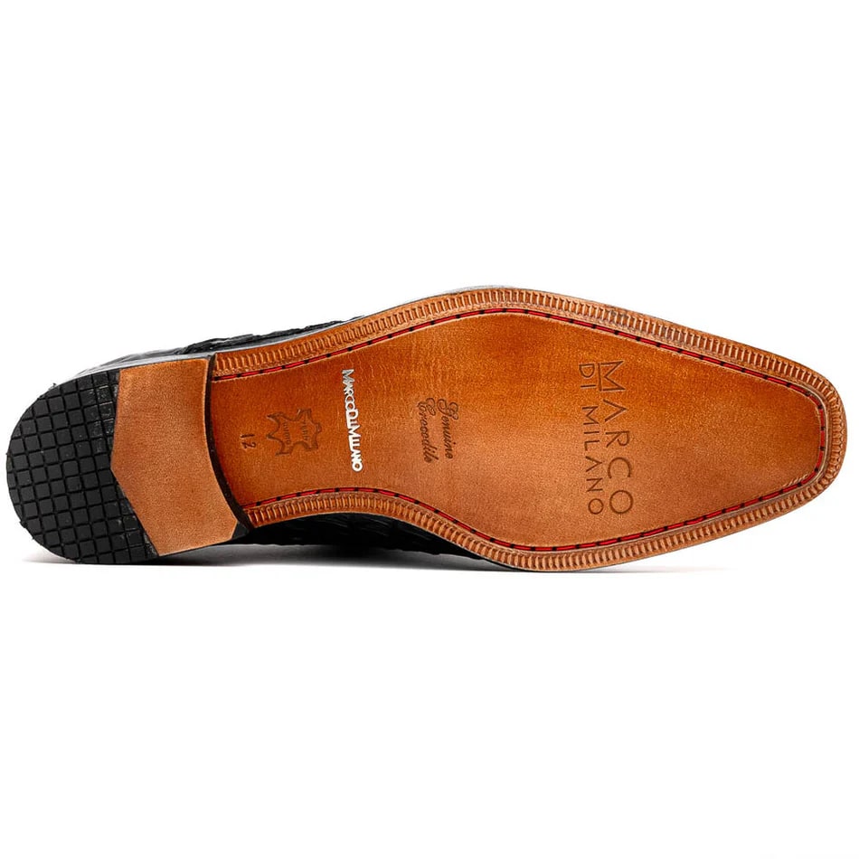 Marco Di Milano Rovigo Men's Shoes Cognac Exotic Crocodile Skin Single Monk-strap Loafers - 6