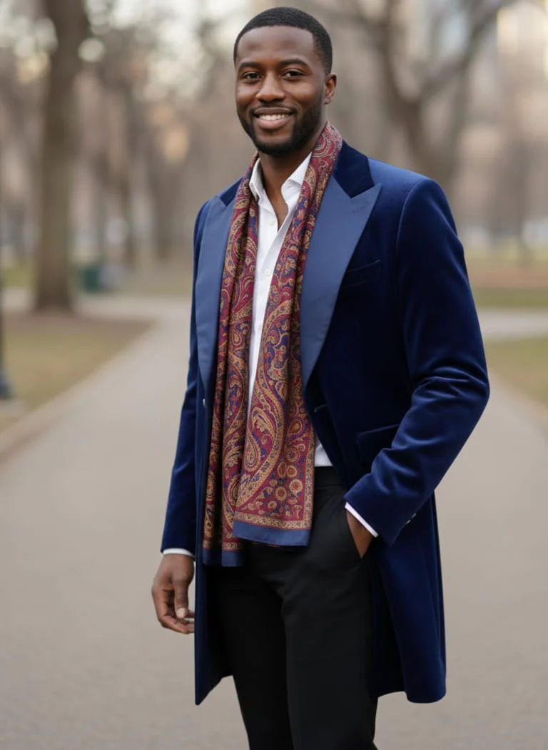 Mens Navy Velvet Victorian Tailcoat Tuxedo – Three Quarter Length Cutaway Stage And Wedding Jacket - Coat Size 38