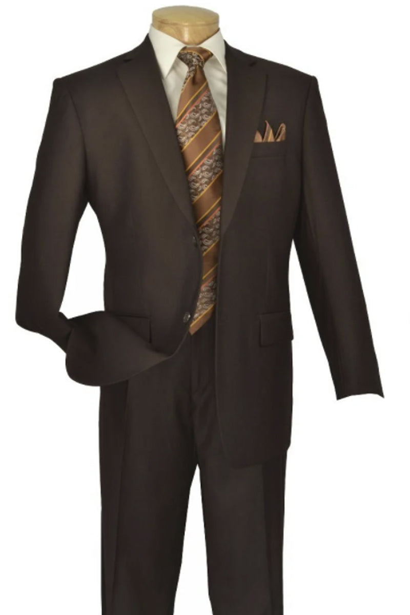"Modern Fit Two Button Men's Suit - Wool Feel, Brown"