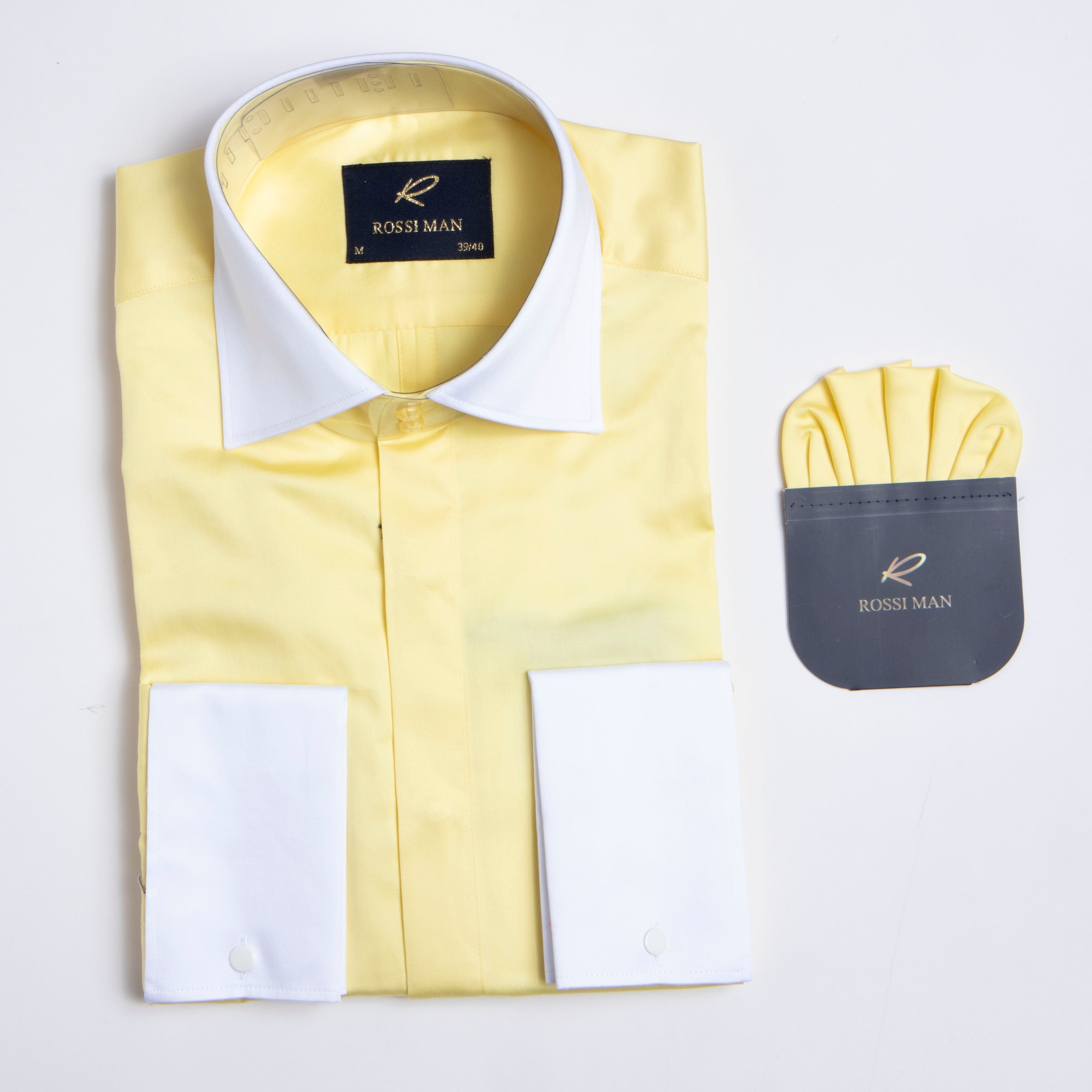 Rossi Man Men's Shirt RS2 Style in Yellow - S (14/14.5)