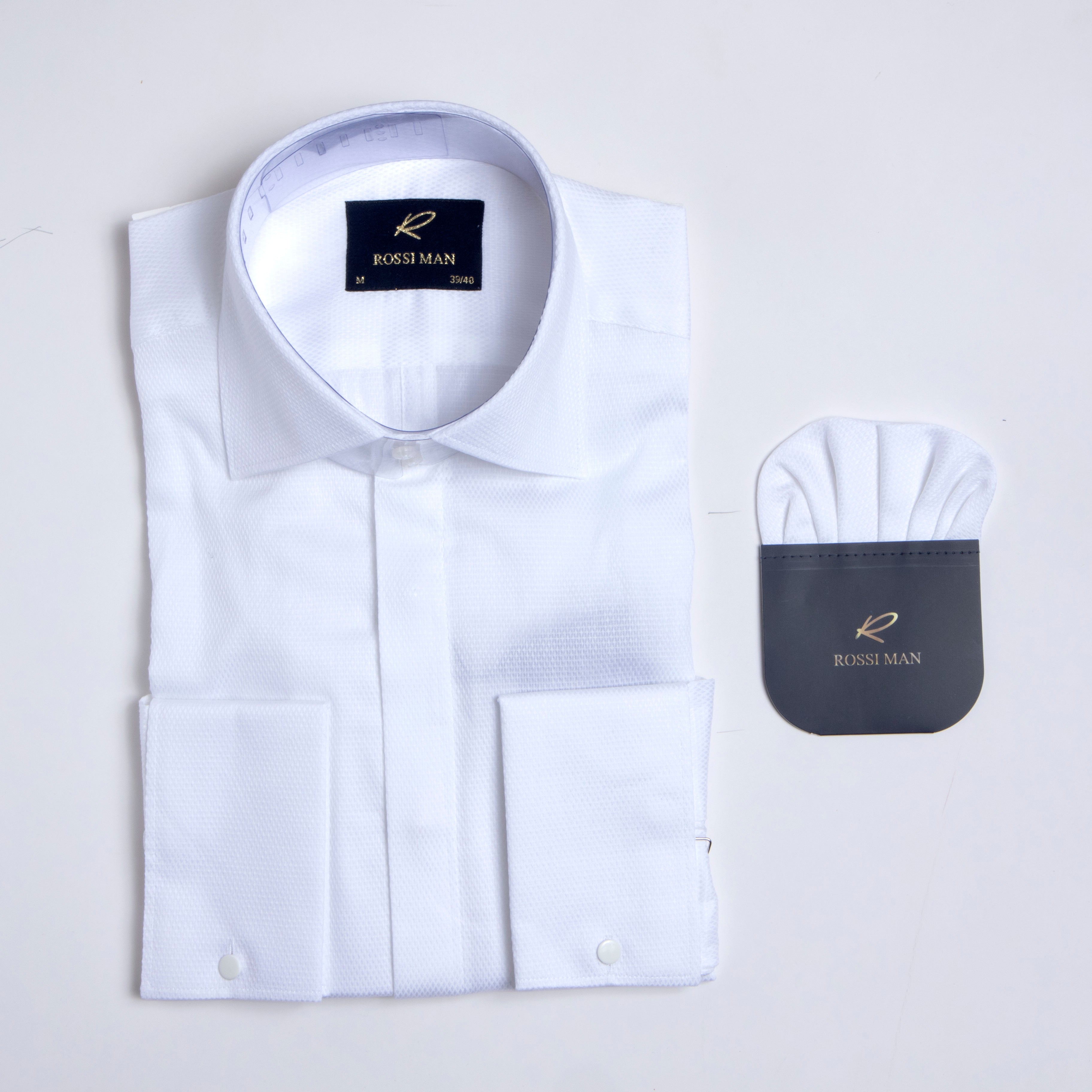 Rossi Man Men's Shirt â€“ RS3 Style in White - S (14/14.5)